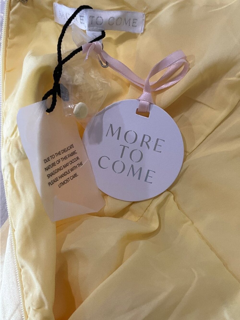 MORE TO COME Darcey Maxi Dress in Butter Yellow Small New Womens Satin Long Gown - Picture 7 of 8